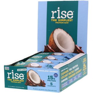 Rise Bar, THE SIMPLEST PROTEIN BAR, Chocolatey Coconut, 12 Bars, 2.1 oz (60 g) Each