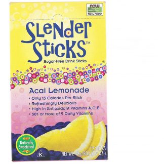 NOW Foods, Real Food, Slender Sticks, Acai Lemonade, 12 Sticks, (4 g) Each