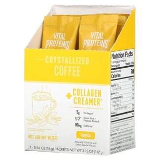 Vital Proteins, Crystallized Coffee + Collagen Creamer, Vanilla, 7 Packets, 0.56 oz (16 g) Each