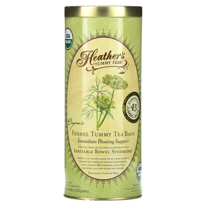 Heather's Tummy Care, Tummy Teas, Organic Fennel Tea Bags, Caffeine Free, 45 Tea Bags, 8.82 oz (250 g)