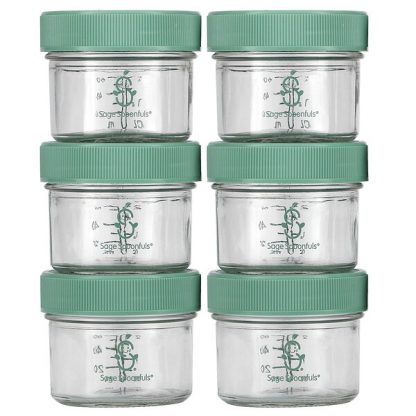 Sage Spoonfuls, Glass Baby Food Storage Jars, 6 Pack, 4 oz Each