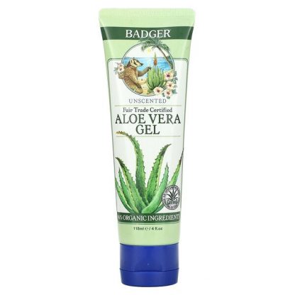 Badger Company, Aloe Vera Gel, Unscented, 4 fl oz (118 ml)