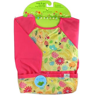 Green Sprouts, Snap & Go Easy Wear Long Sleeve Bib, 12-24 Months, Pink Bee Floral, 1 Count