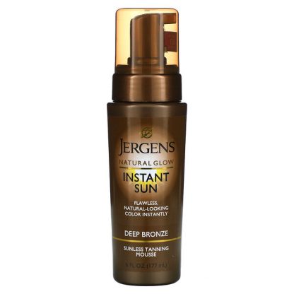 Jergens, Natural Glow, Instant Sun, Sunless Tanning Mousse, Deep Bronze, 6 fl oz (177 ml)