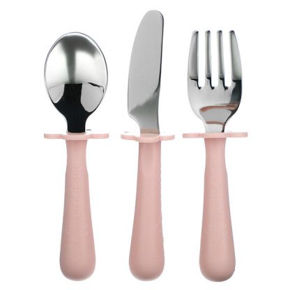 Grabease, Stainless Steel Fork, Knife & Spoon Set, 18m+, Blush, 1 Set