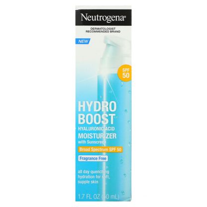 Neutrogena, Hydro Boost Hyaluronic Acid Moisturizer With Sunscreen, SPF 50, Fragrance-Free, 1.7 fl oz (50 ml)