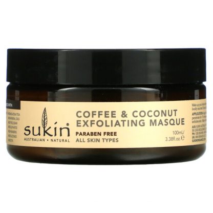 Sukin, Coffee & Coconut Exfoliating Masque, 3.38 fl oz (100 ml)