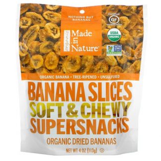 Made in Nature, Organic Dried Banana Slices, Soft & Chewy Supersnacks, 4 oz (113 g)