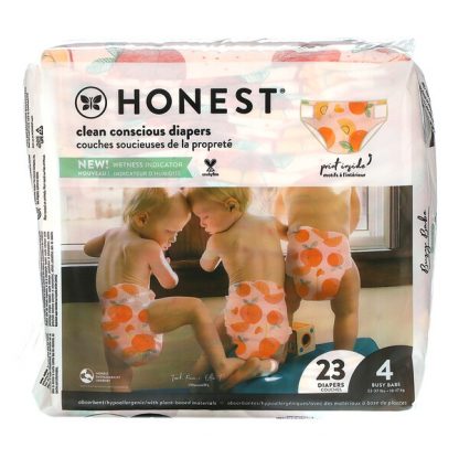 The Honest Company, Honest Diapers, Size 4, 22-37 Pounds, Just Peachy, 23 Diapers