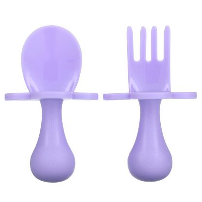 Grabease, Ergonomic Utensils with Travel Case, 6m+, Lavender, 1 Set