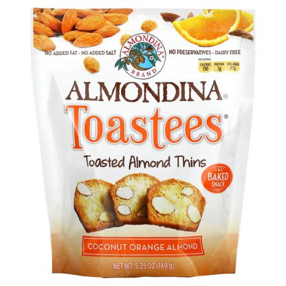 Almondina, Toastees, Toasted Almond Thins, Coconut Orange Almond, 5.25 oz (149 g)