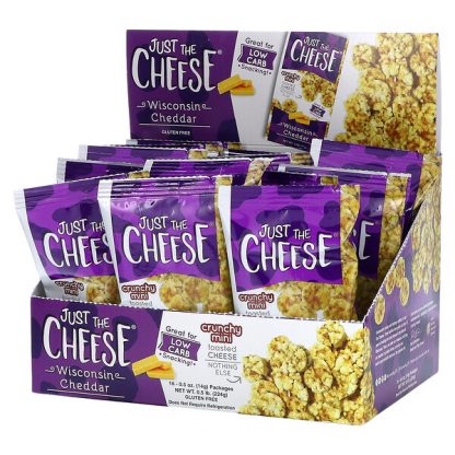 Just The Cheese, Crunchy Mini Toasted Cheese, Wisconsin Cheddar, 16 Packages, 0.5 oz (14 g) Each