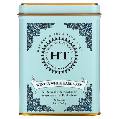 Harney & Sons, HT Tea Blends, Winter White Earl Grey Tea, 20 Sachets, 1.4 oz (40 g)