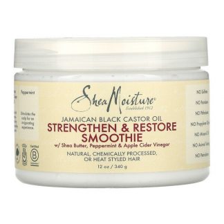 SheaMoisture, Strengthen & Restore Smoothie with Shea Butter, Peppermint & Apple Cider Vinegar, Jamaican Black Castor Oil, 12 oz (340 g)