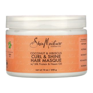 SheaMoisture, Curl & Shine Hair Masque with Silk Protein & Neem Oil, Coconut & Hibiscus, 12 oz (340 g)