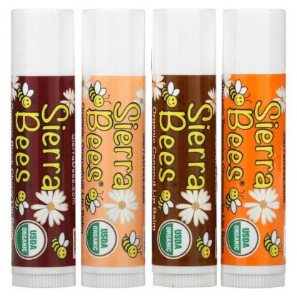 Sierra Bees, Organic Lip Balm Variety Pack, 4 Pack, .15 oz (4.25 g) Each