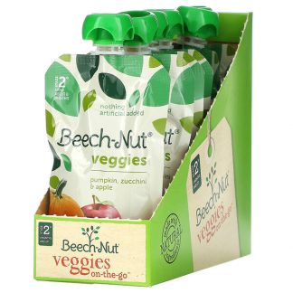 Beech-Nut, Veggies, Stage 2, Pumpkin, Zucchini & Apple, 12 Pouches, 3.5 oz (99 g) Each