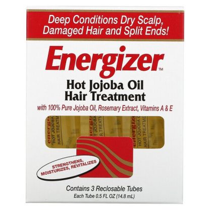 Hobe Labs, Energizer, Hot Jojoba Oil Hair Treatment, 3 Reclosable Tubes, 0.5 fl oz (14.8 ml) Each