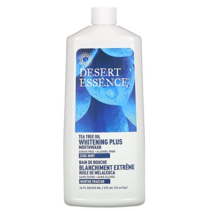 Desert Essence, Tea Tree Oil, Whitening Plus Mouthwash, Cool Mint, 16 fl oz (473 ml)