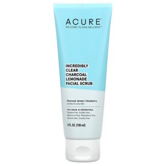 Acure, Incredibly Clear, Charcoal Lemonade Facial Scrub, 4 fl oz (118 ml)