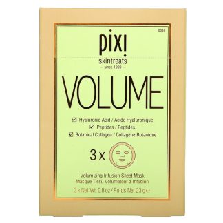 Pixi Beauty, Skintreats, Volume, Volumizing Infusion Sheet Mask, 3 Sheets, 0.8 oz (23 g) Each