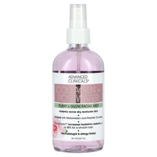 Advanced Clinicals, Collagen + Rosewater, Plump + Glow Facial Mist, 8 fl oz (237 ml)