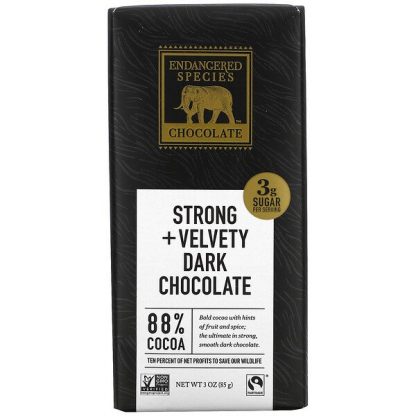 Endangered Species Chocolate, Strong + Velvety Dark Chocolate, 3 oz (85 g)