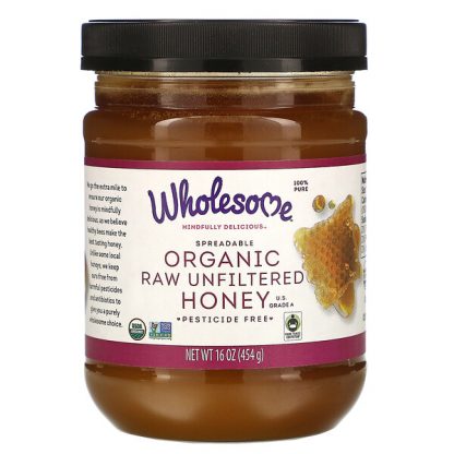 Wholesome, Spreadable Organic Raw Unfiltered Honey, 16 oz (454 g)