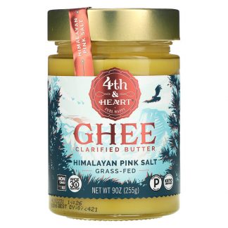 4th & Heart, Ghee Clarified Butter, Grass-Fed, Himalayan Pink Salt, 9 oz (225 g)