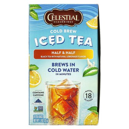 Celestial Seasonings, Cold Brew Iced Tea, Half & Half Black Tea with Natural Lemonade, 18 Tea Bags, 1.1 oz ( 33 g)