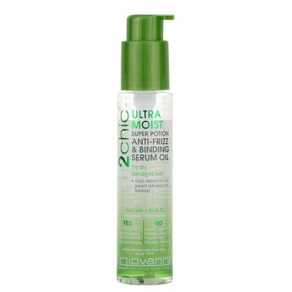 Giovanni, 2chic, Ultra-Moist Super Potion Anti-Frizz & Binding Serum Oil, Avocado + Olive Oil, 2.75 fl oz (81 ml)