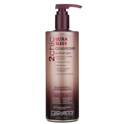 Giovanni, 2chic, Ultra-Sleek Conditioner, For All Hair Types, Brazilian Keratin + Moroccan Argan Oil, 24 fl oz (710 ml)