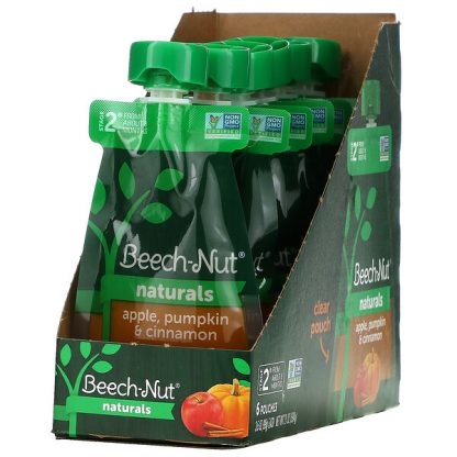 Beech-Nut, Naturals, Stage 2, Apple, Pumpkin & Cinnamon, 6 Pouches, 3.5 oz (99 g) Each