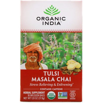 Organic India, Tulsi Tea, Masala Chai, 18 Infusion Bags, 1.33 oz (37.8 g)