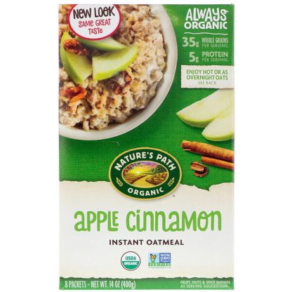 Nature's Path, Organic Instant Oatmeal, Apple Cinnamon, 8 Packets, 14 oz (400 g)