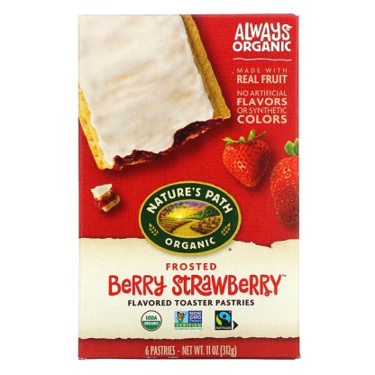 Nature's Path, Organic Flavored Toaster Pastries, Frosted Berry Strawberry, 6 Pastries, 11 oz (312 g)