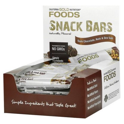 California Gold Nutrition, FOODS - Dark Chocolate, Nuts, & Sea Salt Bar Gold Bar, 12 Bars