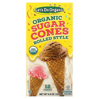 Edward & Sons, Let's Do Organic, Organic Sugar Cones, Rolled Style, 12 Cones