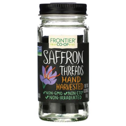 Frontier Co-op, Saffron, Threads, Hand Harvested, 0.036 oz (1 g)