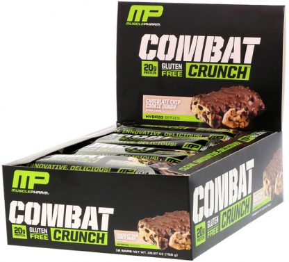 MusclePharm, Combat Crunch, Chocolate Chip Cookie Dough, 12 Bars, 63 g Each