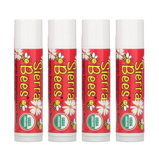 Sierra Bees, Organic Lip Balms, Pomegranate, 4 Pack, 0.15 oz (4.25 g) Each