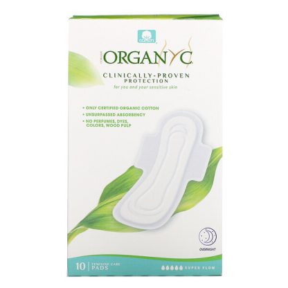 Organyc, Overnight Pads, Super Flow, 10 Pads