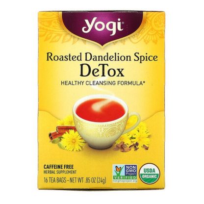 Yogi Tea, Detox, Roasted Dandelion Spice, Caffeine Free, 16 Tea Bags, 0.85 oz (24 g)