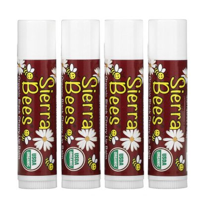 Sierra Bees, Organic Lip Balms, Black Cherry, 4 Pack, 0.15 oz (4.25 g) Each