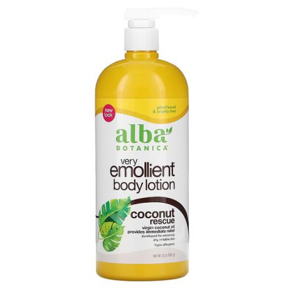 Alba Botanica, Very Emollient, Body Lotion, Coconut Rescue, 32 oz (907 g)