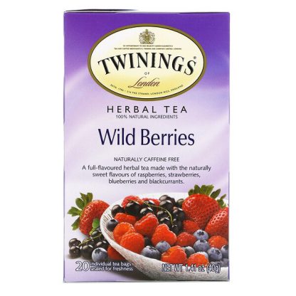 Twinings, Herbal Tea, Wild Berries, Caffeine Free, 20 Tea Bags, 1.41 oz (40 g)