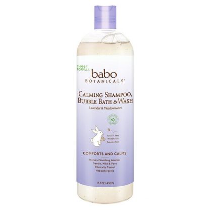 Babo Botanicals, Calming Shampoo, Bubble Bath & Wash, Lavender & Meadowsweet, 15 fl oz (450 ml)