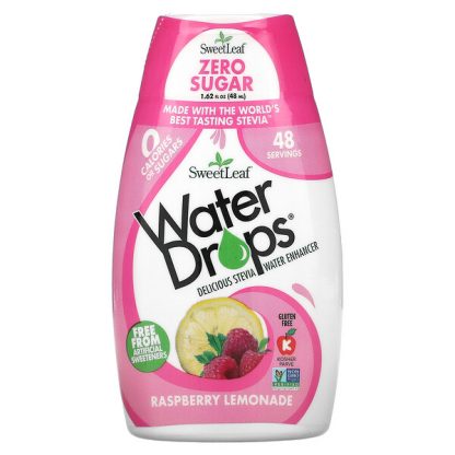 Wisdom Natural, SweetLeaf, Water Drops, Delicious Stevia Water Enhancer, Raspberry Lemonade, 1.62 fl oz (48 ml)