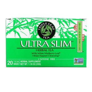 Triple Leaf Tea, Ultra Slim, Herbal Tea, With White Mulberry Leaf, Caffeine-Free, 20 Tea Bags, 1.16 oz (33 g)