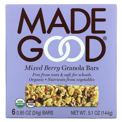 MadeGood, Granola Bars, Mixed Berry, 6 Bars, 0.85 oz (24 g) Each